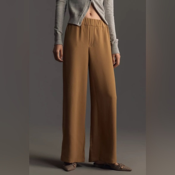 NWT Anthropologie Soft Pull-On Pants Khaki Tan Wide Leg‎ XXS - Picture 4 of 10